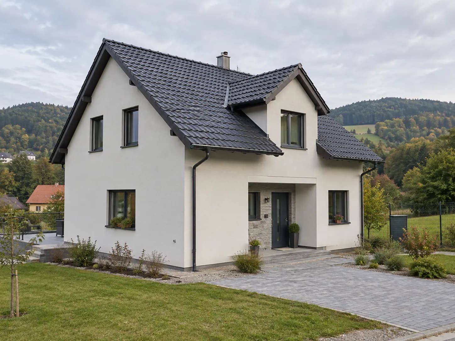 Dokončený rodinný dům ve valašské krajině